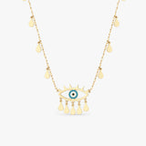 Gold Fringed Evil Eye Necklace