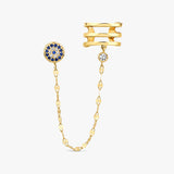Gold Evil Eye Chain Earring with Diamond