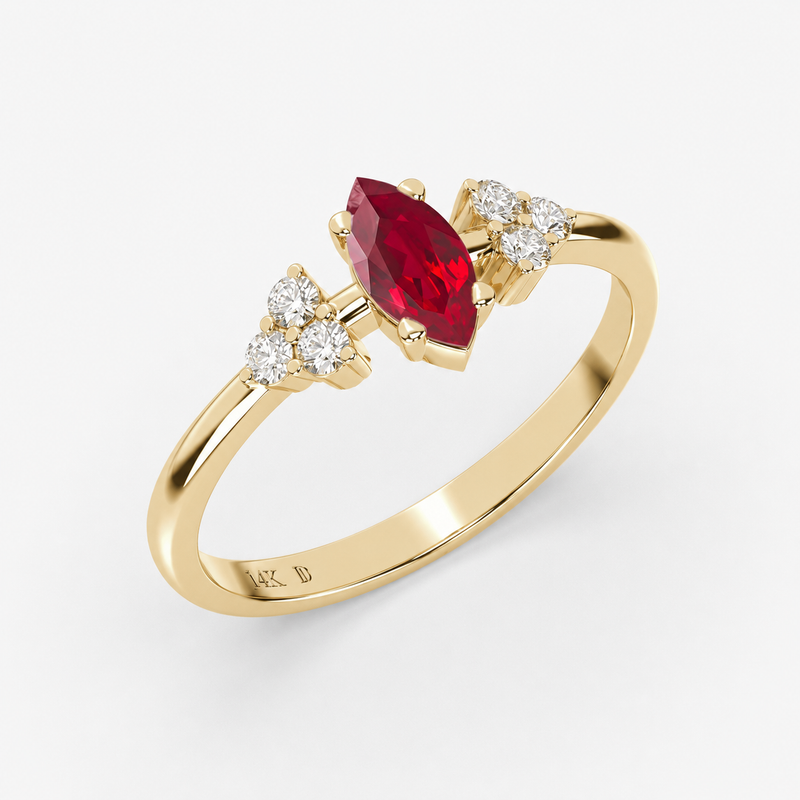 Ruby Marquise Lab Grown Diamond Ring
