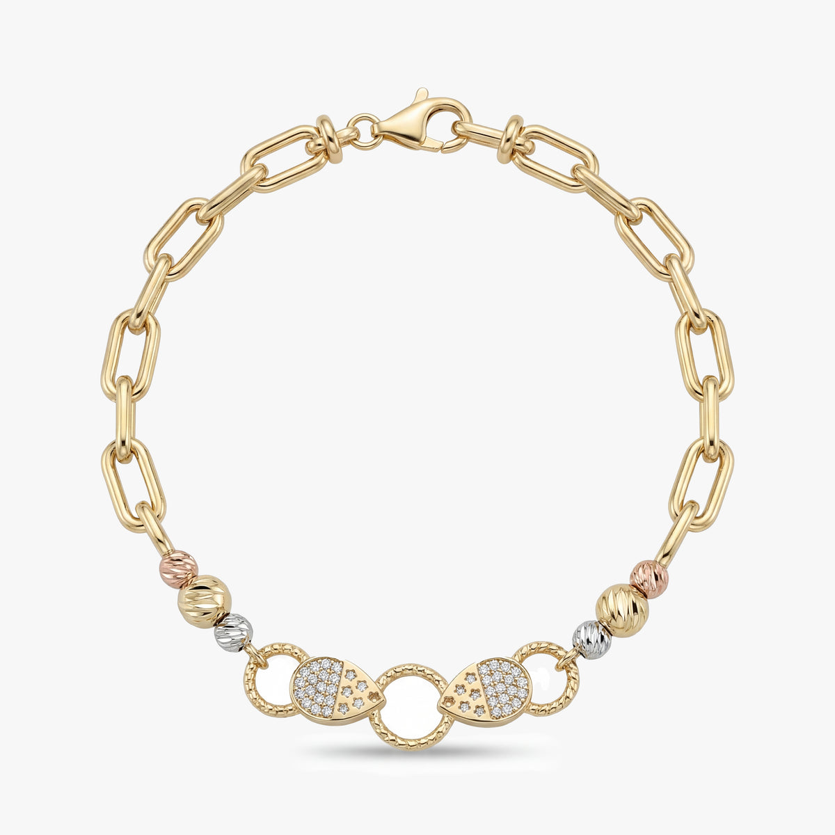 14K Gold Two Tone Charm Bracelet