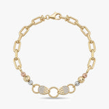 14K Gold Two Tone Charm Bracelet