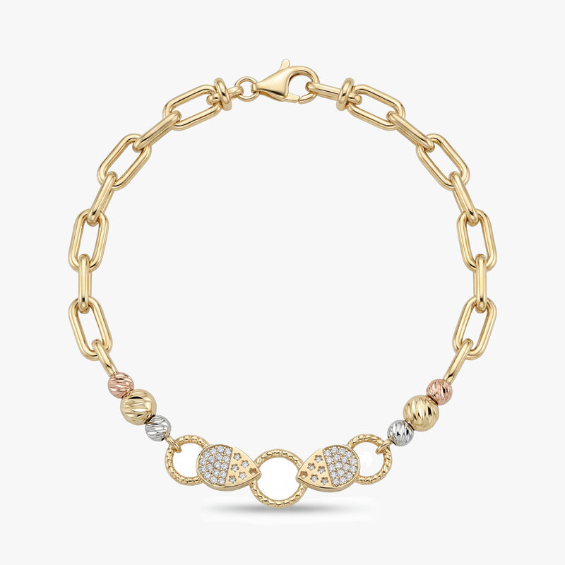 14K Gold Two Tone Charm Bracelet
