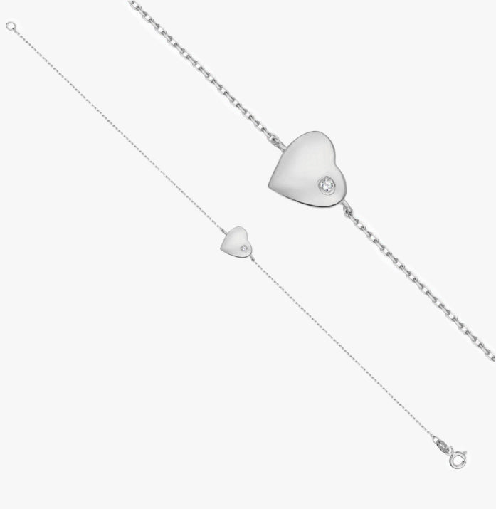 Gold Heart Bracelet with Diamond