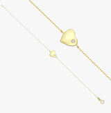 Gold Heart Bracelet with Diamond