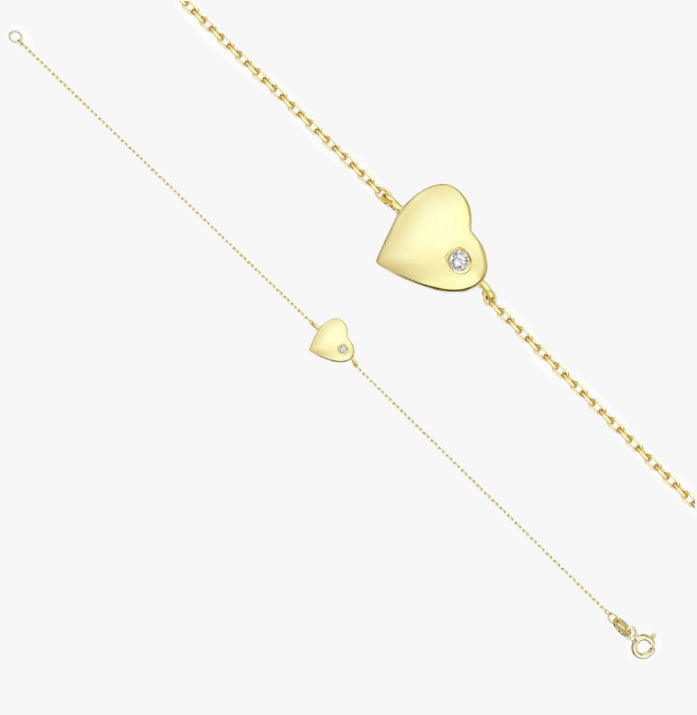 Gold Heart Bracelet with Diamond
