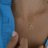 Diamond Horseshoe Necklace in Gold