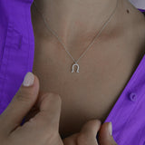 Diamond Horseshoe Necklace in Gold