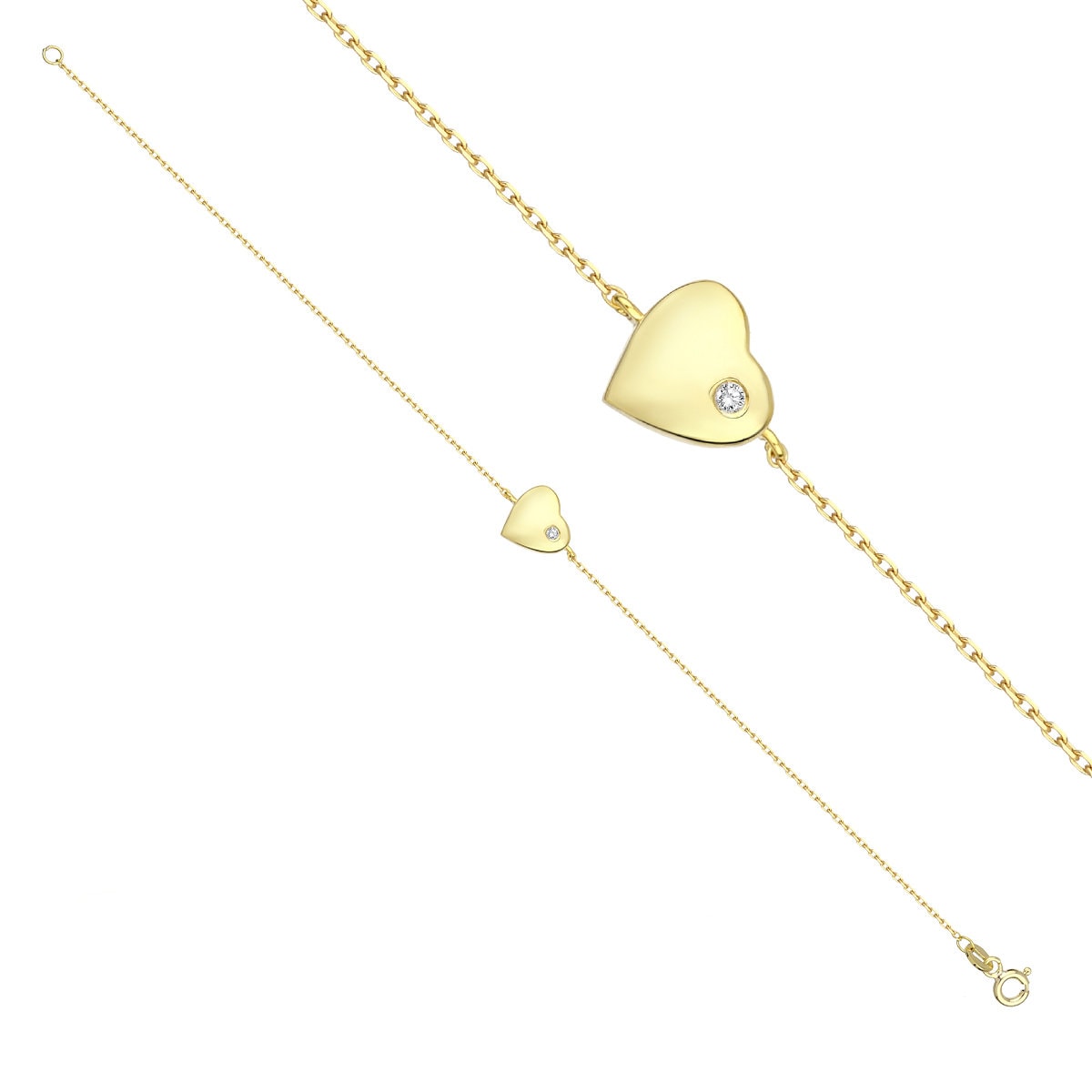 Gold Heart Bracelet with Diamond