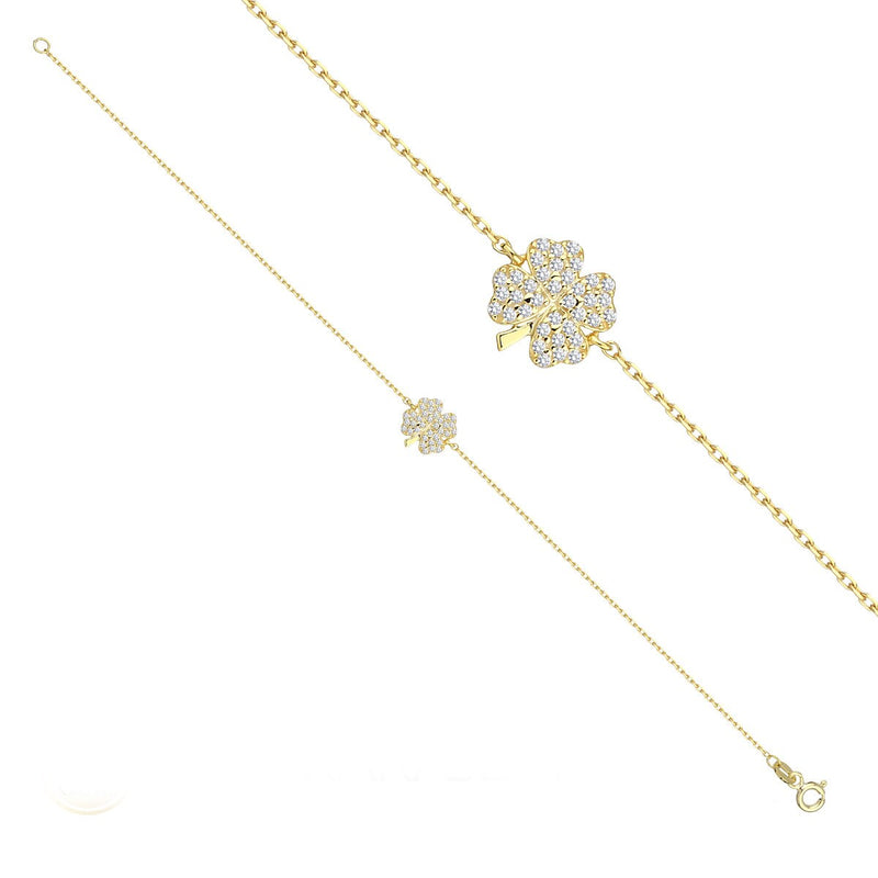 Diamond Four Leaf Clover Bracelet in Gold
