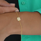 Diamond Four Leaf Clover Bracelet in Gold
