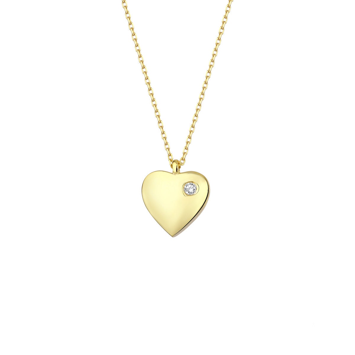 Diamond Heart Necklace in Gold