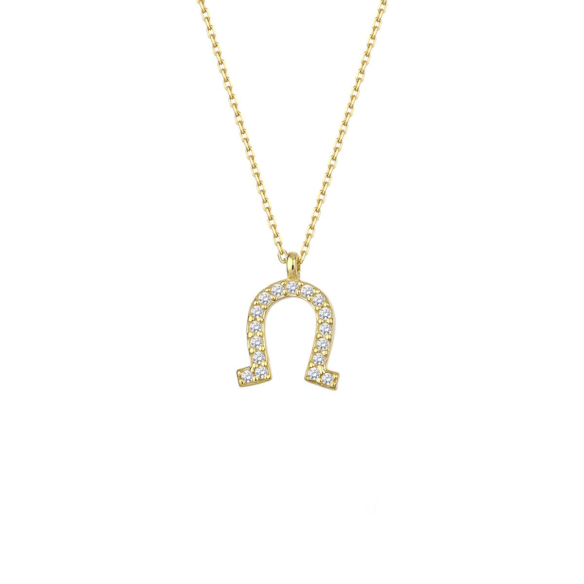 Diamond Horseshoe Necklace in Gold