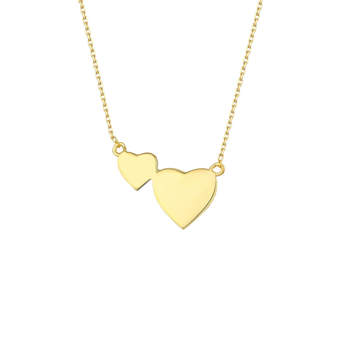 Double Heart Necklace in Gold