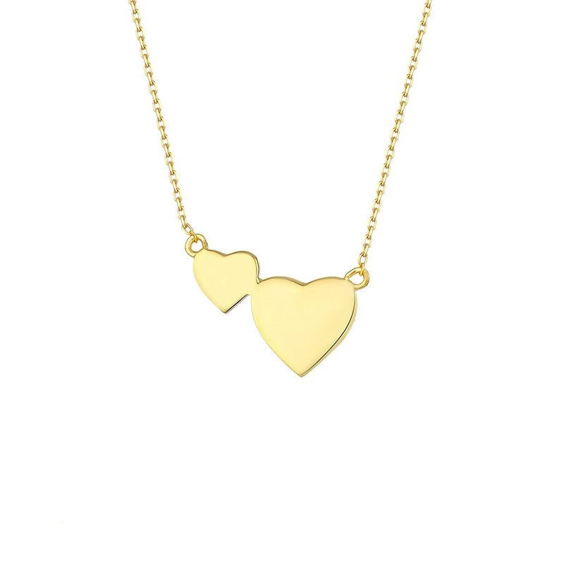 Double Heart Necklace in Gold