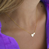 Double Heart Necklace in Gold