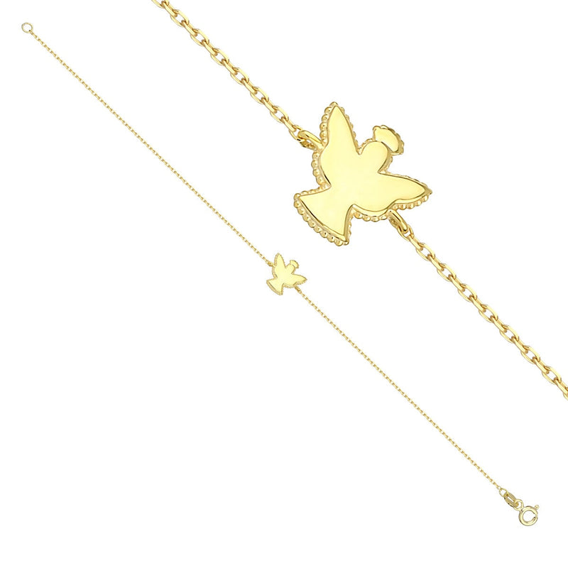 14K Gold Dainty Angel Charm Bracelet