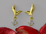 Gold Angel Wing Diamond Dangle Earrings