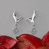 Gold Angel Wing Diamond Dangle Earrings