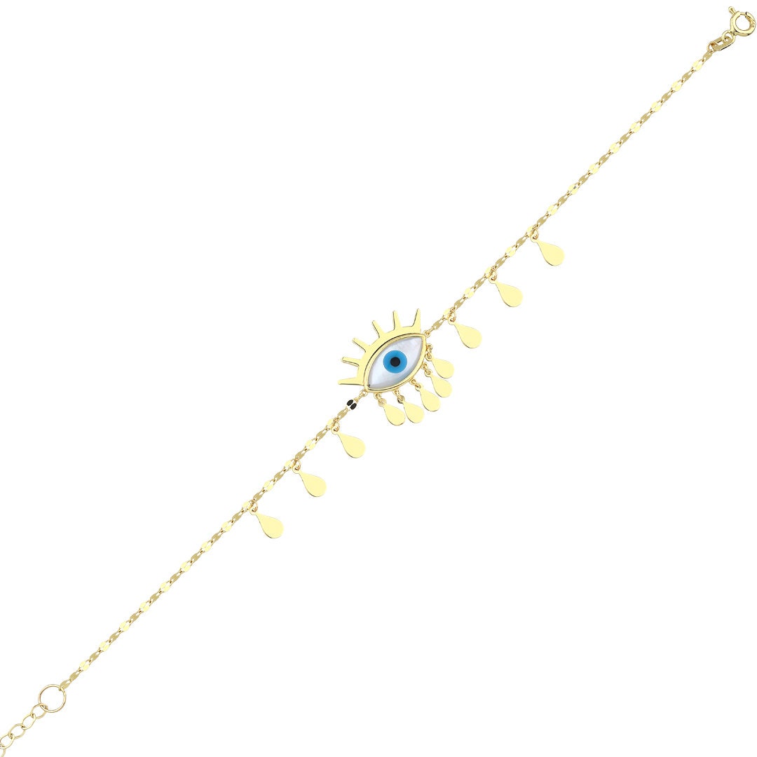 Gold Evil Eye Bracelet with Drops