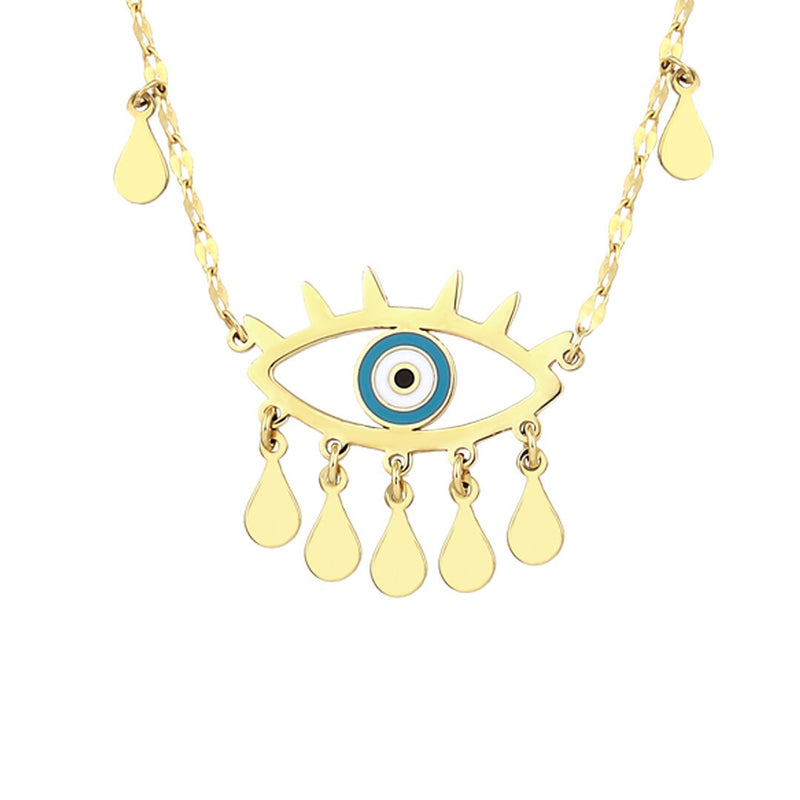 Gold Fringed Evil Eye Necklace