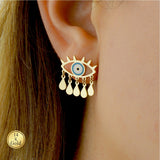 Gold Evil Eye Dangle Earrings
