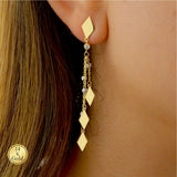 Gold Diamond Geometric Dangle Earrings