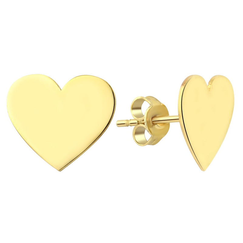 Solid Gold Heart Stud Earrings