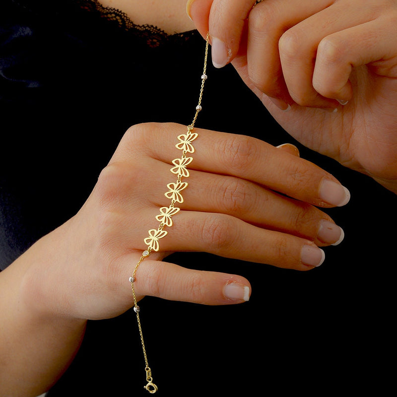 Butterfly Charm Bracelet in Gold