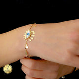 Gold Evil Eye Bracelet with Drops