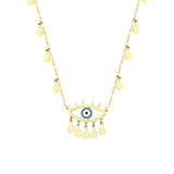 Gold Fringed Evil Eye Necklace
