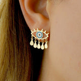 Gold Evil Eye Dangle Earrings