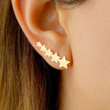 Solid Gold Five Star Climber Earrings