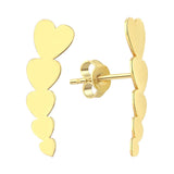 Gold Heart Ear Climber Earrings