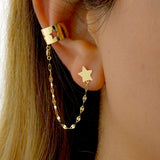 Gold Star Chain Earring