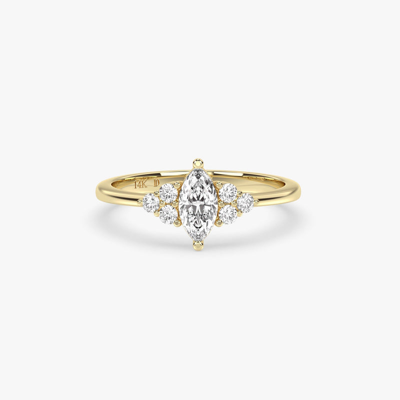 Marquise Diamond Cluster Gold Ring