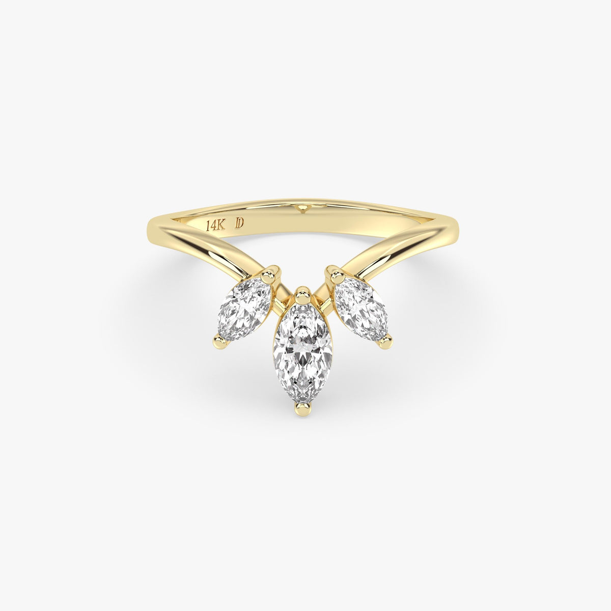 V-Shape Marquise Diamond Ring in Gold