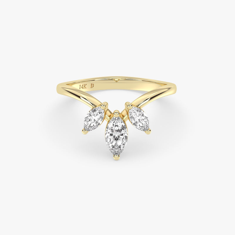 V-Shape Marquise Diamond Ring in Gold