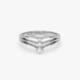 Three Diamond Chevron Ring in Gold