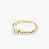 Princess Cut Beaded Diamond Gold Ring