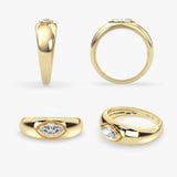 Gold Dome Ring with Oval Diamond