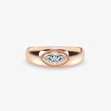 Gold Dome Ring with Marquise Diamond