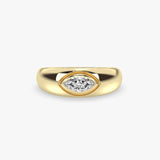 Gold Dome Ring with Marquise Diamond
