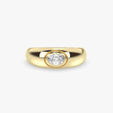 Gold Dome Ring with Oval Diamond