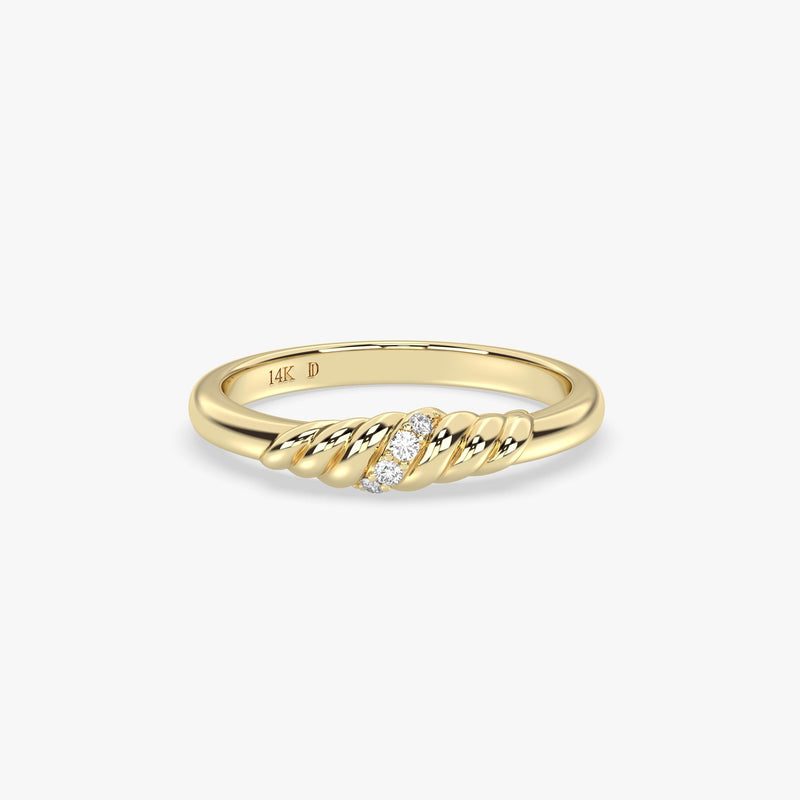 Twisted Diamond Band Ring in Gold