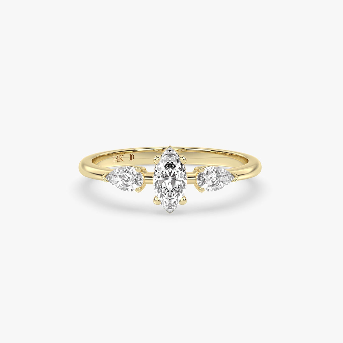 Three Stone Marquise Diamond Ring in Gold
