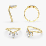 V-Shape Marquise Diamond Ring in Gold