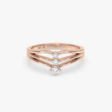 Three Diamond Chevron Ring in Gold