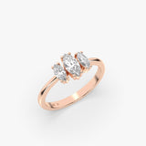 Three Stone Marquise Diamond Ring in Gold