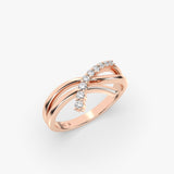 Diamond Crossover Ring in Gold