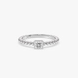 Princess Cut Beaded Diamond Gold Ring